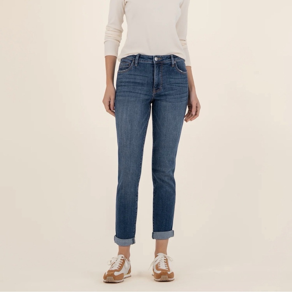 Kut from the Kloth High Rise Cathrine Fab Ab Boyfriend Denim Jeans